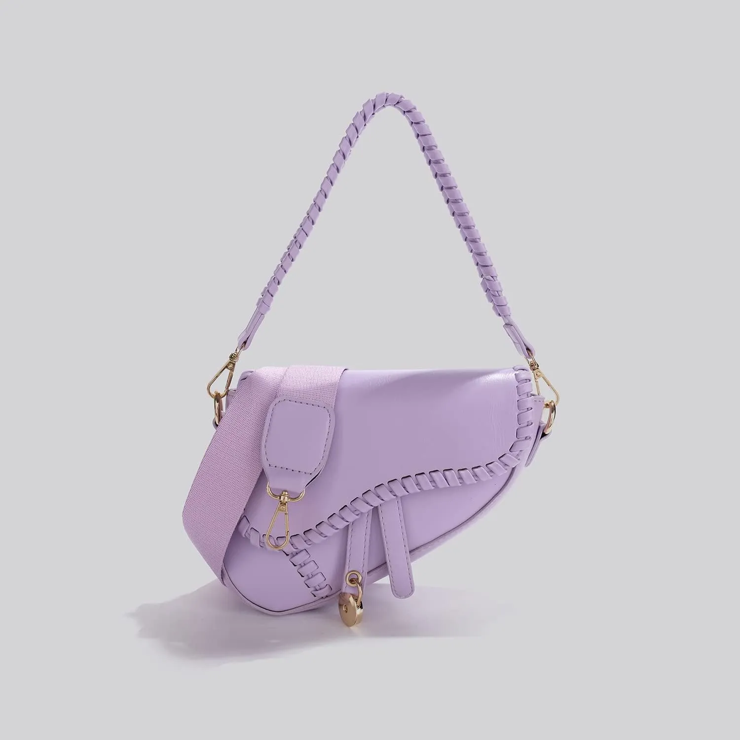 PURFANREE Women Trendy Saddle Shoulder Bag Clutch Purse Underarm Handbag Satchel HandBag Crossbody Bag