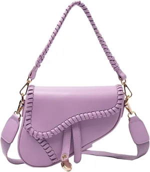 PURFANREE Women Trendy Saddle Shoulder Bag Clutch Purse Underarm Handbag Satchel HandBag Crossbody Bag