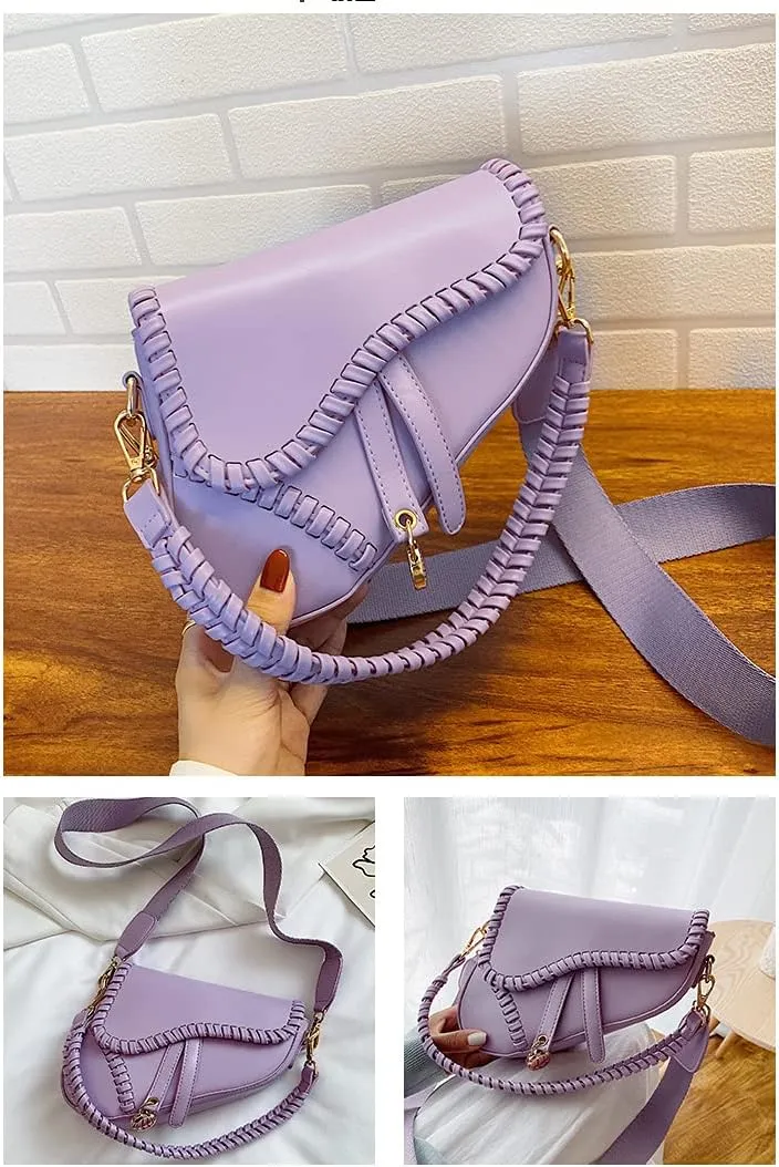 PURFANREE Women Trendy Saddle Shoulder Bag Clutch Purse Underarm Handbag Satchel HandBag Crossbody Bag