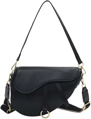 PURFANREE Women Trendy Small Clutch Purse Saddle Shoulder Bag Underarm Handbag Satchel HandBag Crossbody Bag