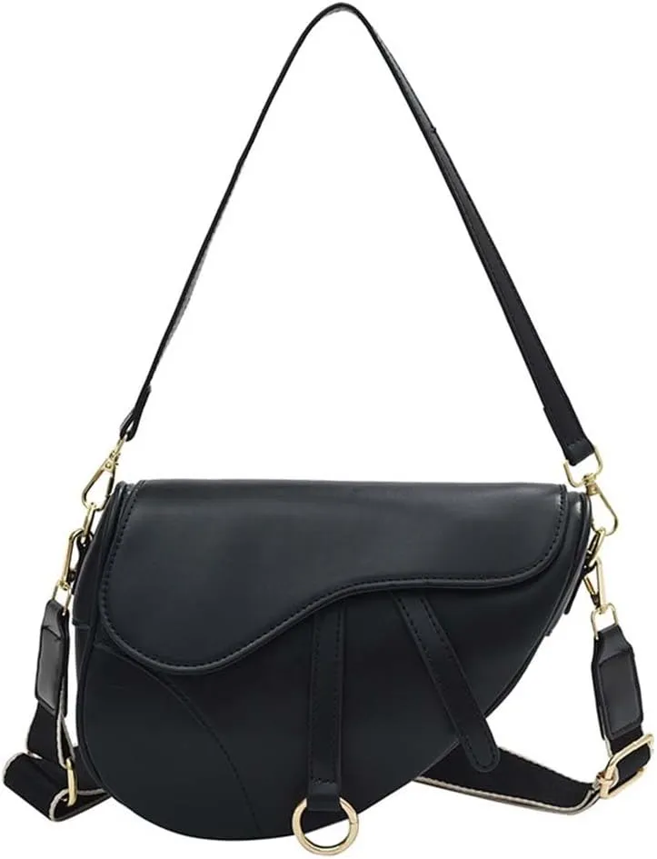 PURFANREE Women Trendy Small Clutch Purse Saddle Shoulder Bag Underarm Handbag Satchel HandBag Crossbody Bag