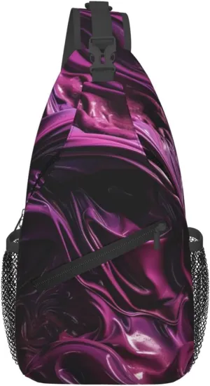 Purple Pigment Sling Backpack for Women Men Cross Chest Bag Diagonally Crossbody Shoulder Bag Travel