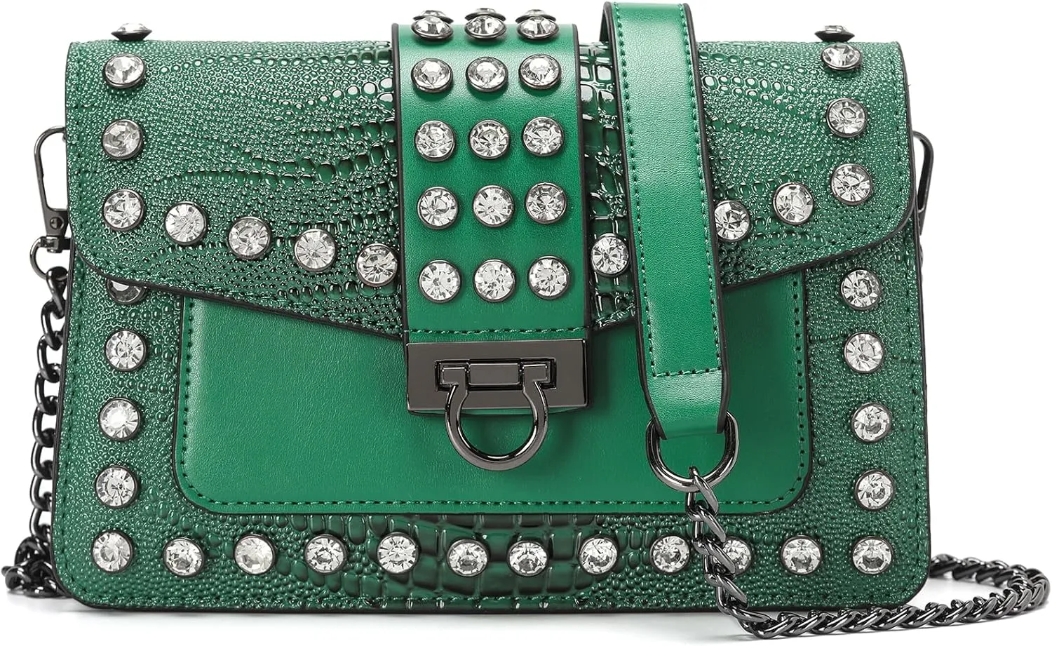 Purse for Women Trendy Leather Shoulder Bag Chain Ladies Crossbody Bags Vintage Crocodile Print Satchel Handbag for Women