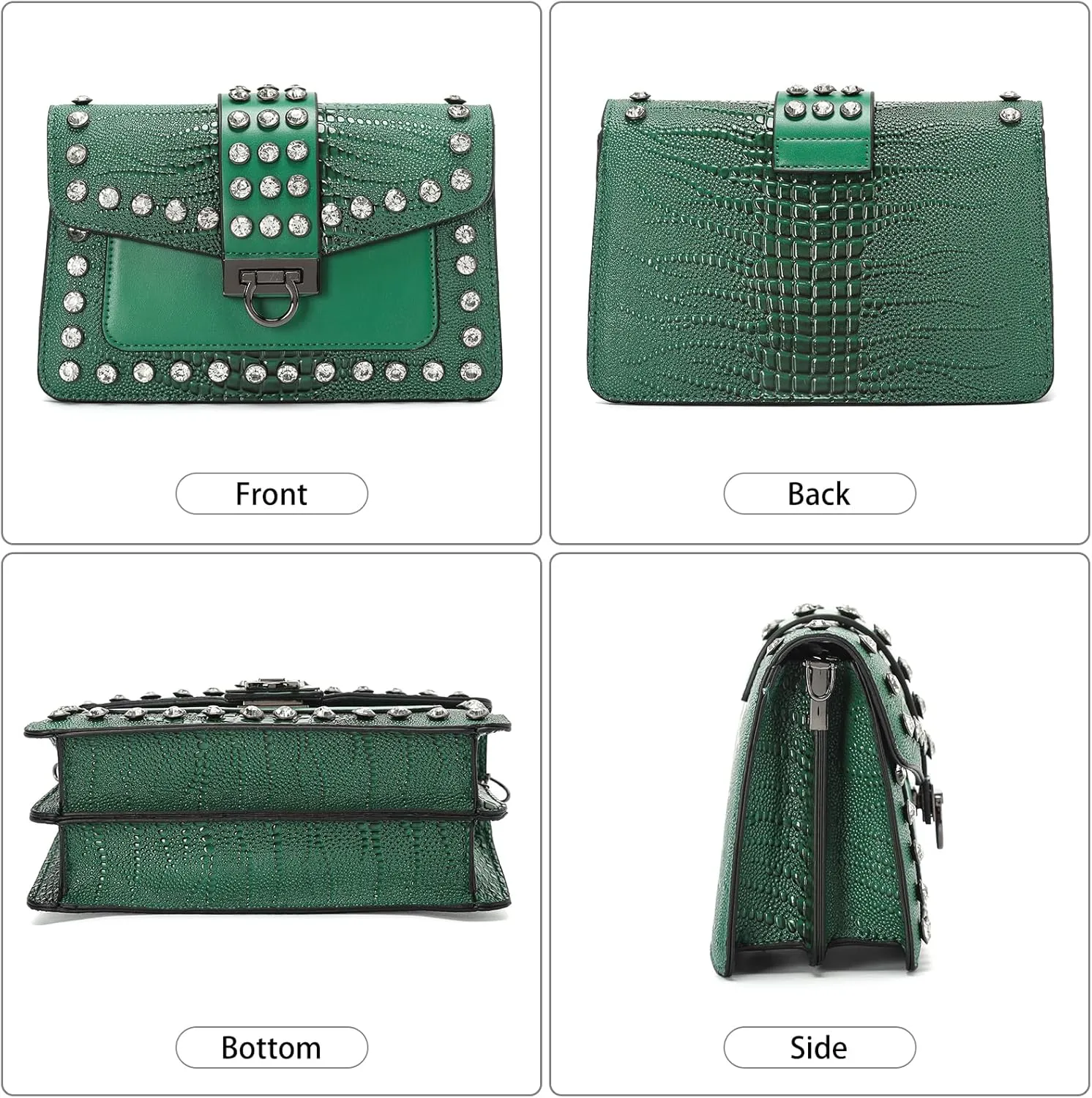 Purse for Women Trendy Leather Shoulder Bag Chain Ladies Crossbody Bags Vintage Crocodile Print Satchel Handbag for Women