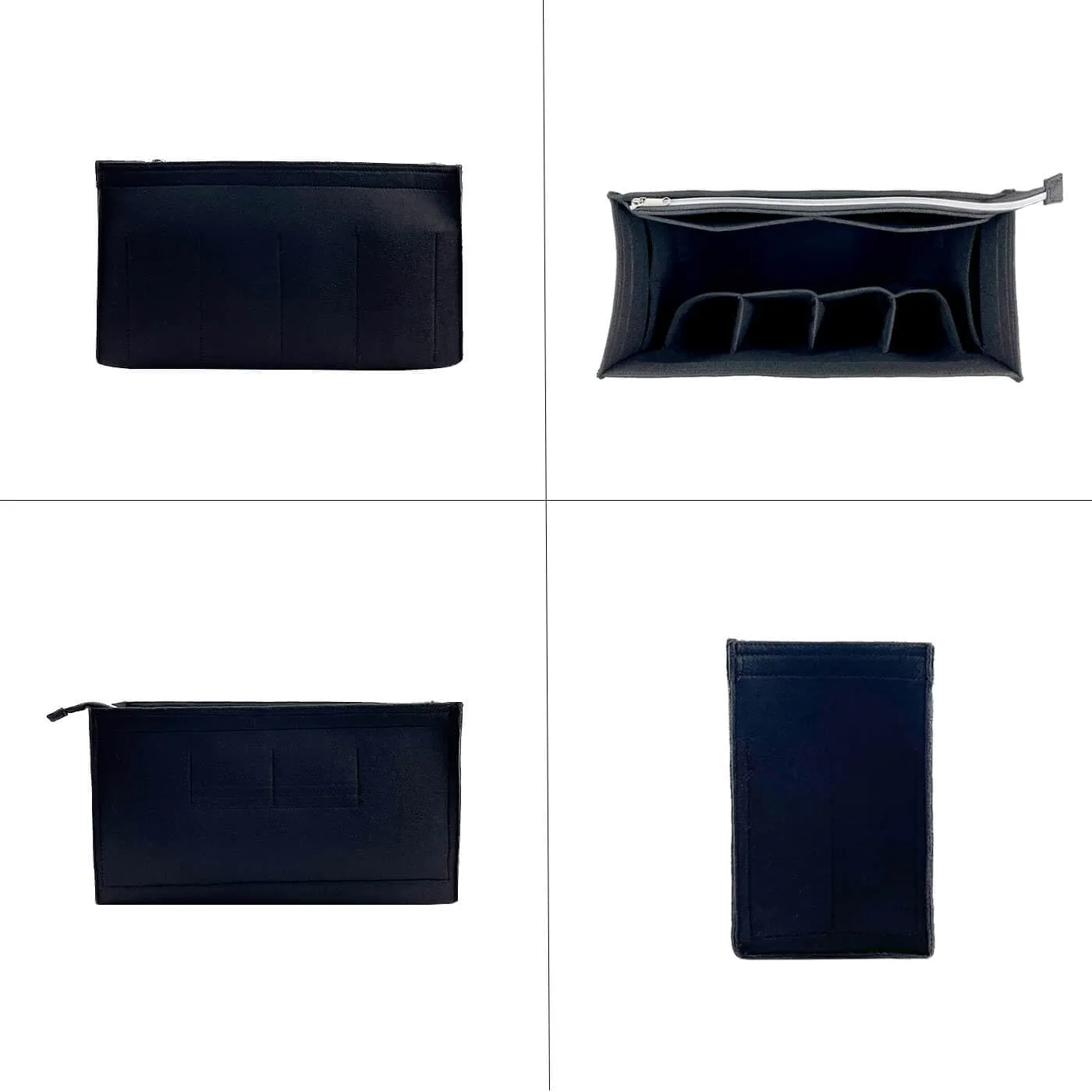 Purse Organizer Compatible with Telfar Bag Large, Tote Bags Organizer Insert with Silver Zipper Pouch, 3MM Premium Felt Insert for Handbag, Sturdy and Durable (For Telfar Large Shopping Bag, Black)