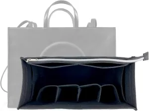 Purse Organizer Compatible with Telfar Bag Large, Tote Bags Organizer Insert with Silver Zipper Pouch, 3MM Premium Felt Insert for Handbag, Sturdy and Durable (For Telfar Large Shopping Bag, Black)