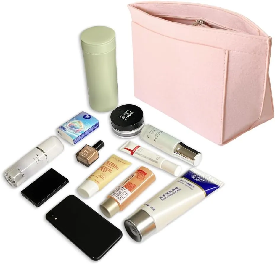Purse Organizer for Longchamp Le Pliage Handbag, Felt Insert Bag With Pockets for Women's Tote, Pink L