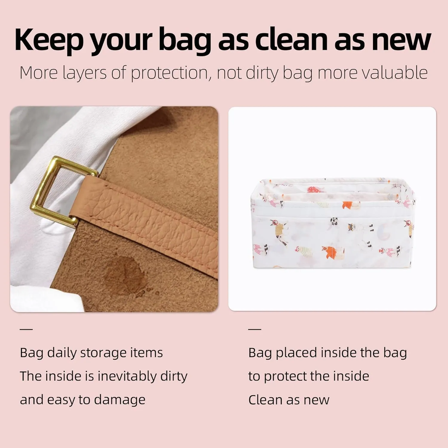 Purse Organizer Insert Fits Chanel 22bags, Lightweight Bag Shaper for Women Luxury Handbag Tote, Soft Inner Bag(22bag Medium, Cat Paradise)