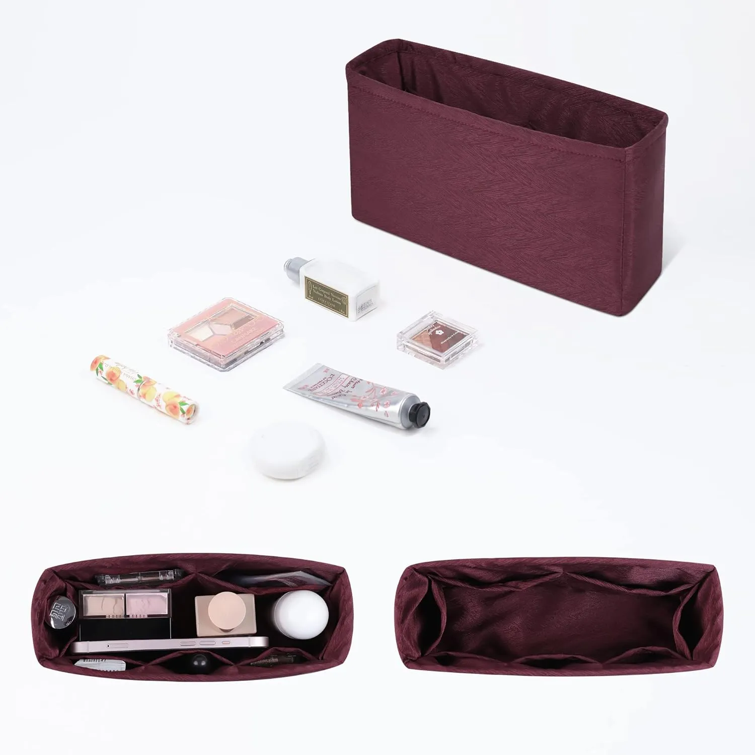 Purse Organizer Insert Fits Chanel Classic Flap Bags, Lightweight Bag Shaper for Women Luxury Handbag Tote, Soft Inner Bag(CF Maxi32,Purplish Red)