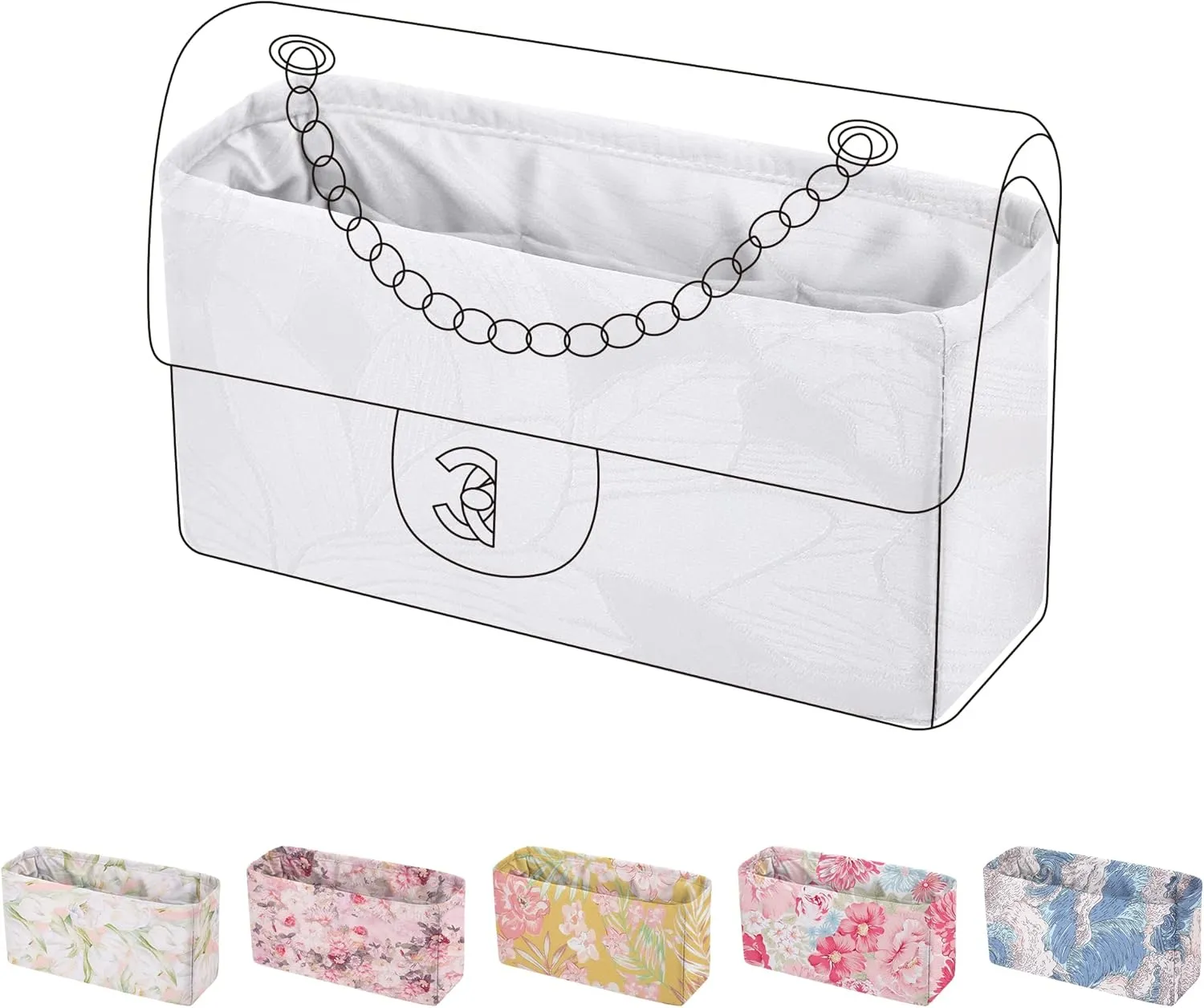 Purse Organizer Insert Fits Chanel Classic Flap Bags, Lightweight Bag Shaper for Women Luxury Handbag Tote, Soft Inner Bag(CF Small 23.5, Snowflake)