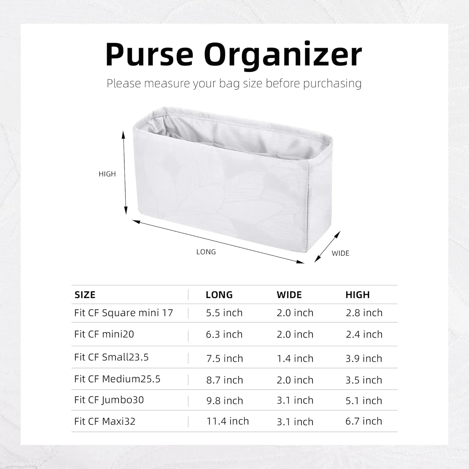 Purse Organizer Insert Fits Chanel Classic Flap Bags, Lightweight Bag Shaper for Women Luxury Handbag Tote, Soft Inner Bag(CF Small 23.5, Snowflake)