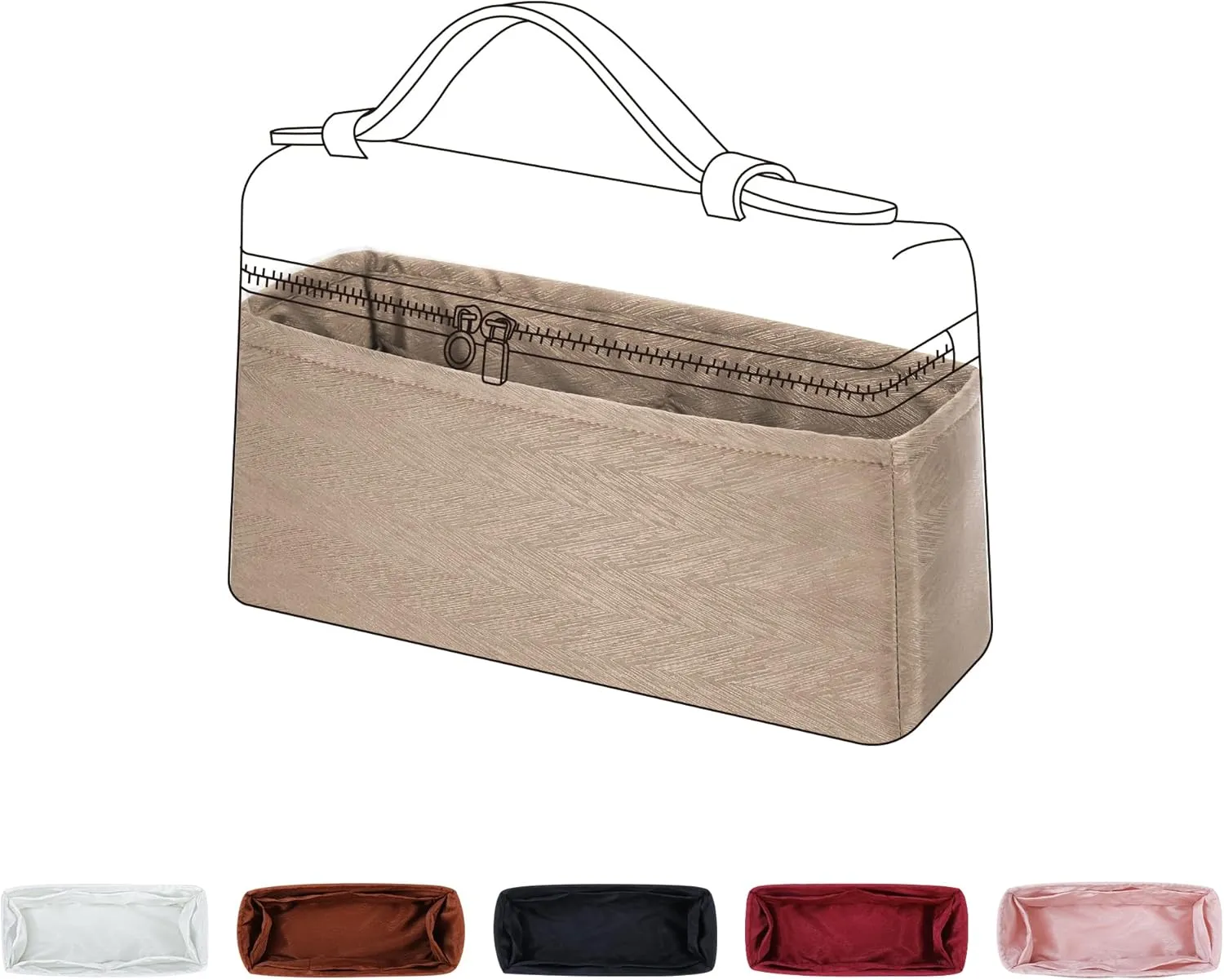Purse Organizer Insert Fits Extra Pocket L19/L27, Lightweight Bag Shaper for Women Luxury Handbag Tote, Soft Inner Bag(L19,Grey Tea)