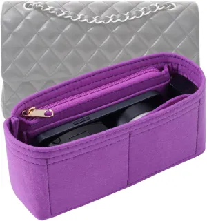 Purse Organizer Insert for Chanel Classic Flap mini Bag Organizer Insert Handbag (Violet, Mini)