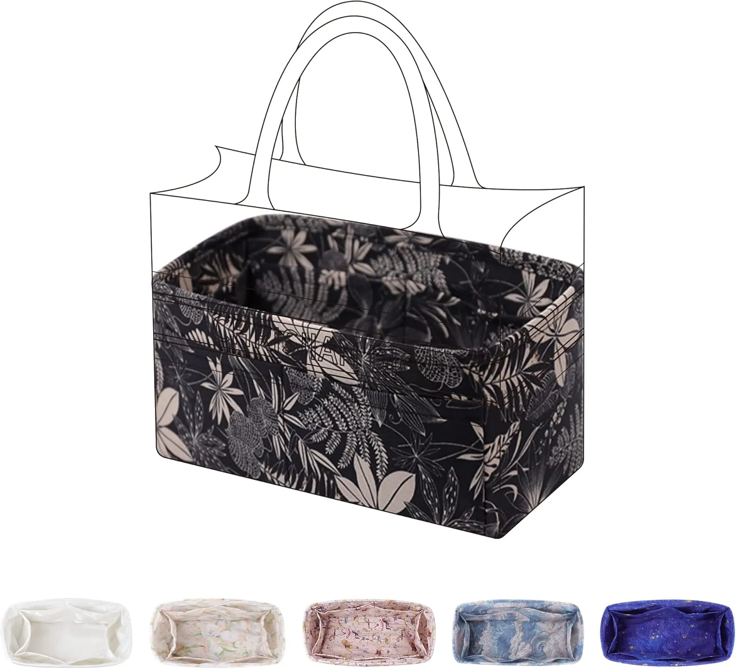 Purse Organizer Insert For Dior Booktote mini/S/M/L, Lightweight Bag Shaper Liner, Soft Women Luxury Handbag Tote Inner Bag (Booktote Medium, Dark Fragrance)