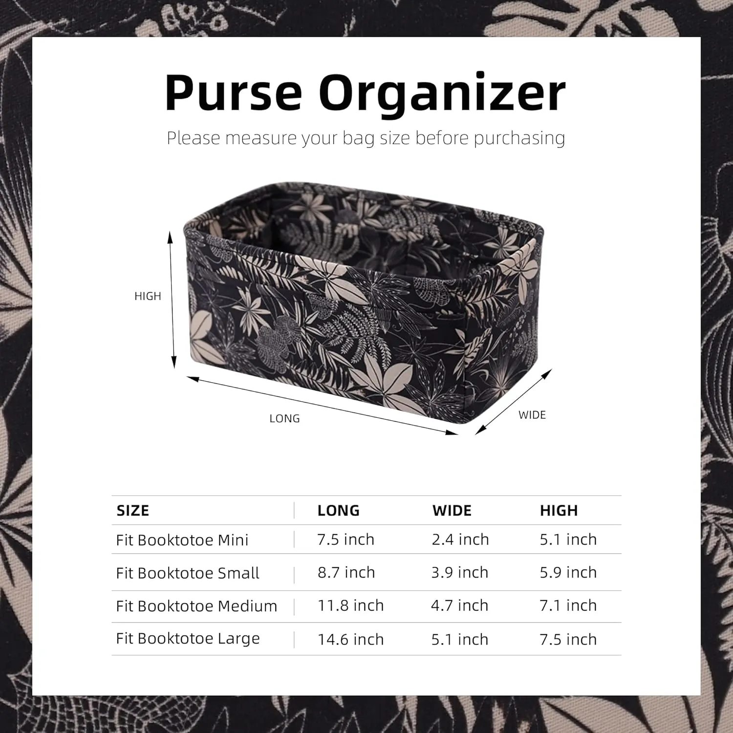 Purse Organizer Insert For Dior Booktote mini/S/M/L, Lightweight Bag Shaper Liner, Soft Women Luxury Handbag Tote Inner Bag (Booktote Medium, Dark Fragrance)