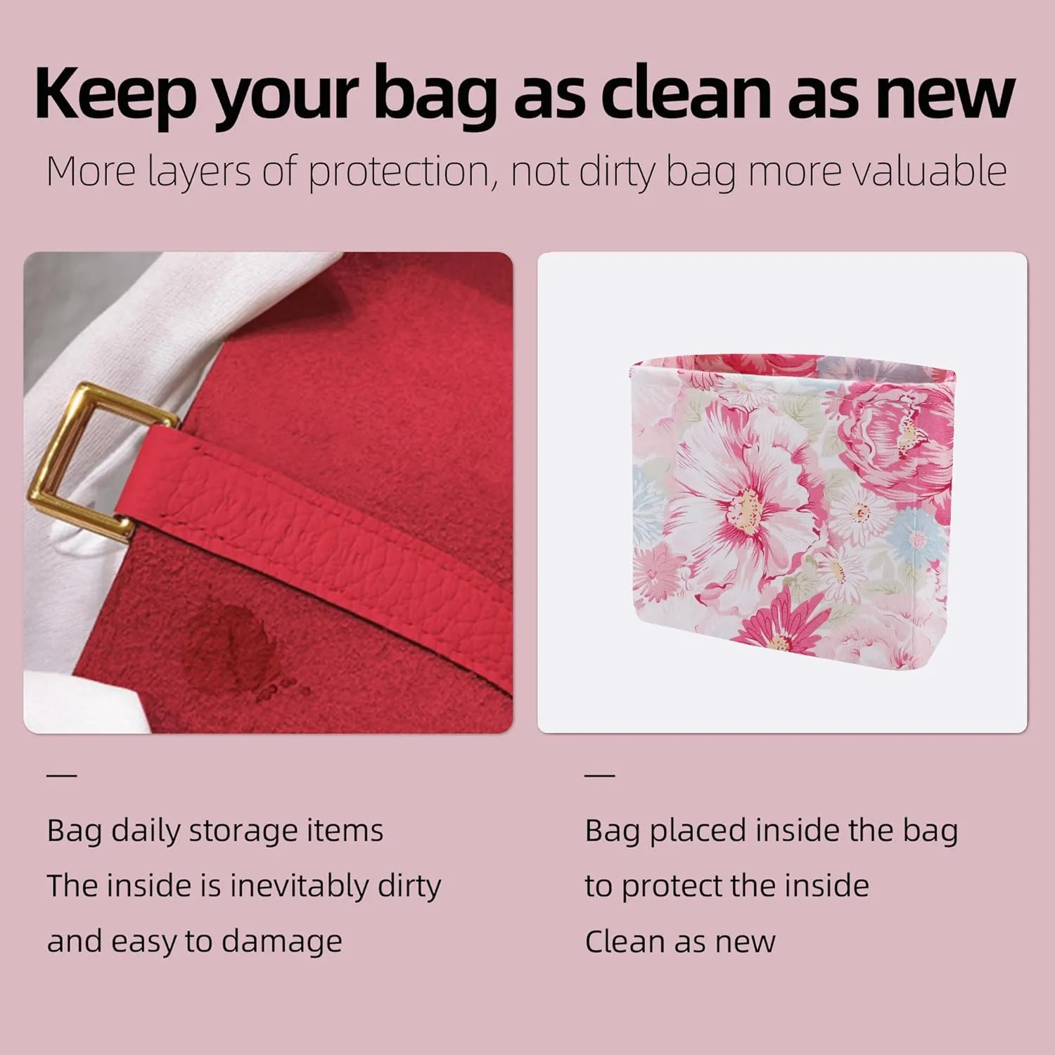 Purse Organizer Insert For Evelyne TPM/PM/GM/TGM, Lightweight Bag Shaper Liner, Soft Luxury Handbag Tote Inner Bag(Evelyne-TPM-mini,Blooming)