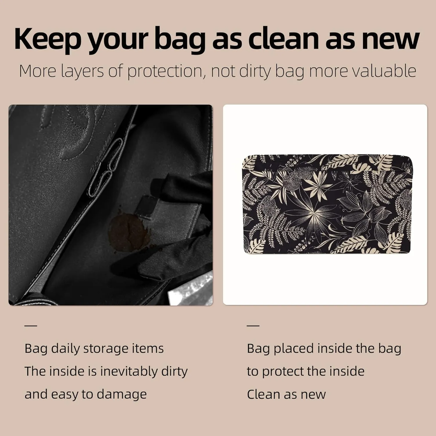 Purse Organizer Insert for LadyDior Bags, Soft Handbag Tote Organizer Liner, Women Luxury Handbag Tote Inner Bag(Small, Dark Fragrance)