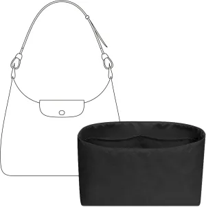 Purse Organizer Insert for Longchamp Le Pliage Xtra M Hobo Bag, Custom Fit Inside Premium Matte Black Lightweight WaterResistant Purse Insert with Cup Holder Accessories