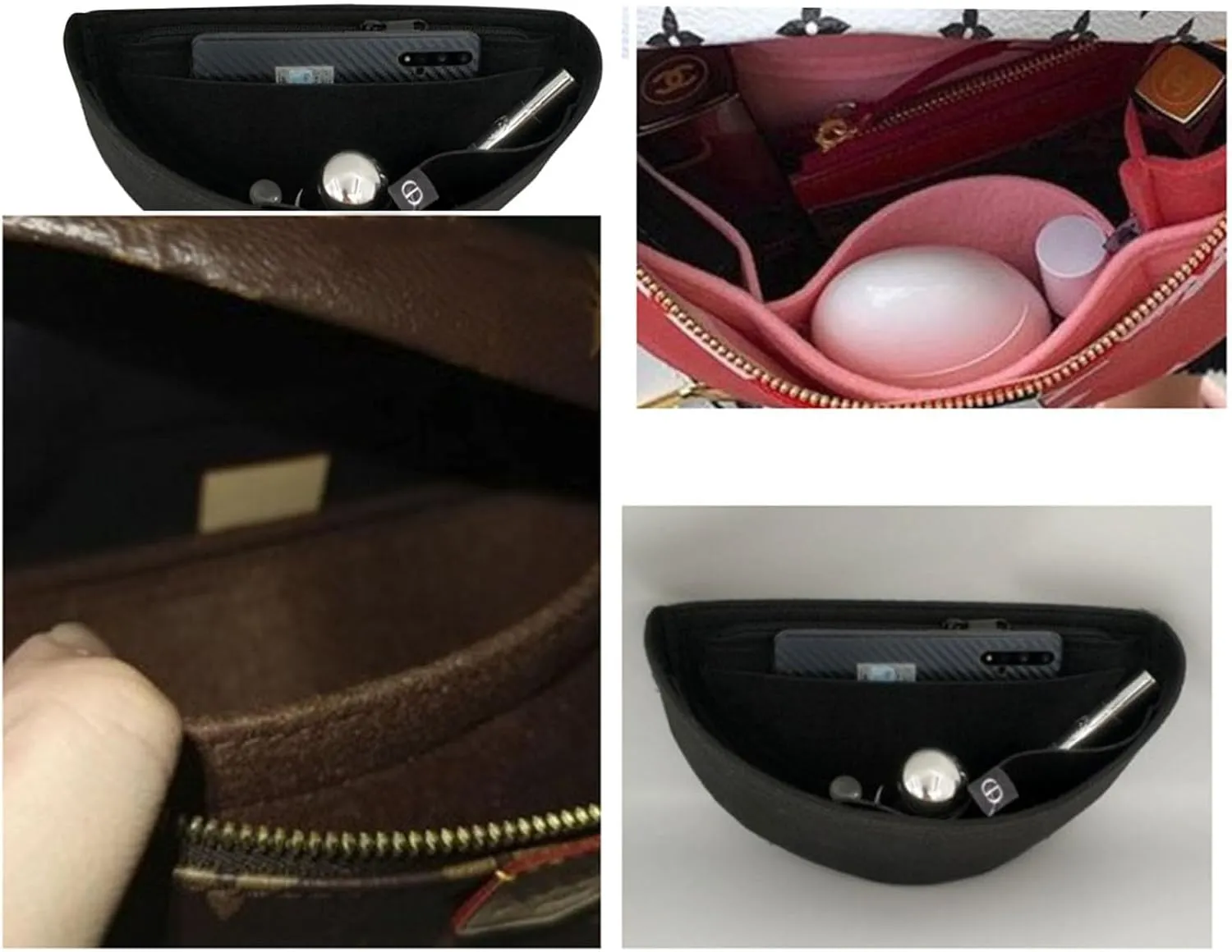 Purse Organizer Insert for Waistpack Inner Sleeve BUMBAG Lining Bag Storage Bag2047black