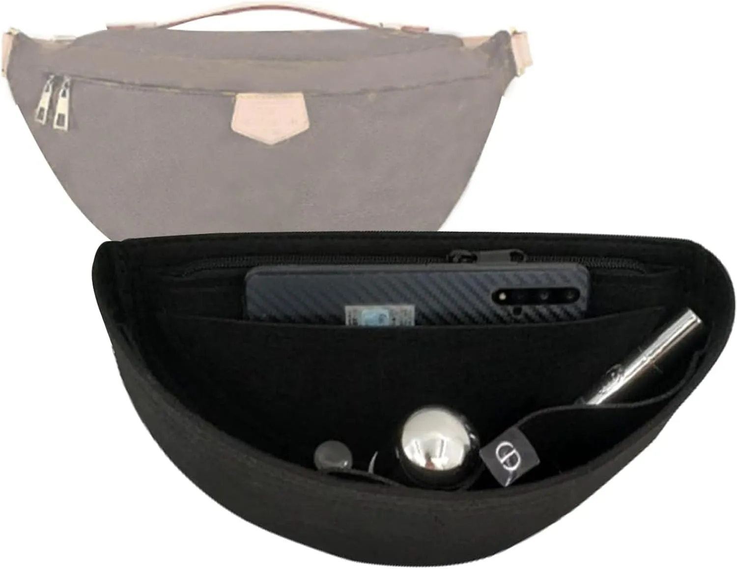 Purse Organizer Insert for Waistpack Inner Sleeve BUMBAG Lining Bag Storage Bag2047black