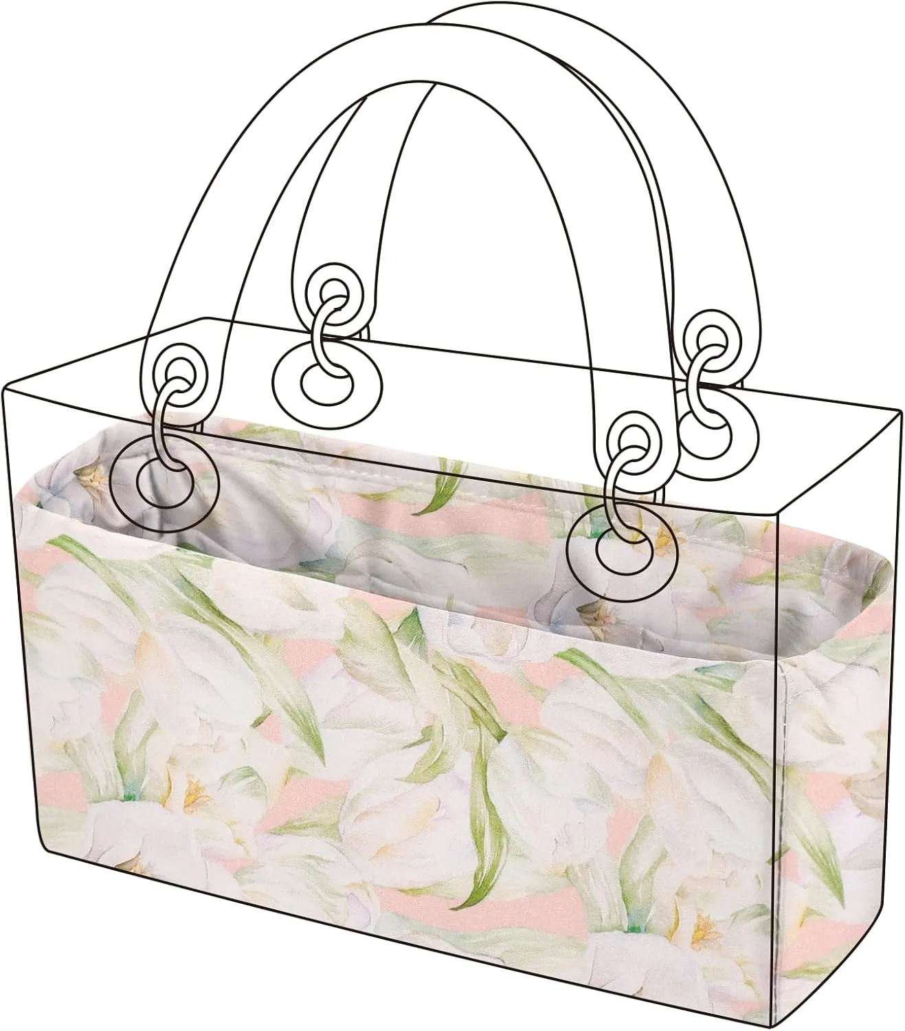 Purse Organizer Insert, unique pattern Bag organizer Liner, Backpack Organiser Insert, Bag Tote Shaper fit Dior Lady D-Joy (Small,French Tulips)