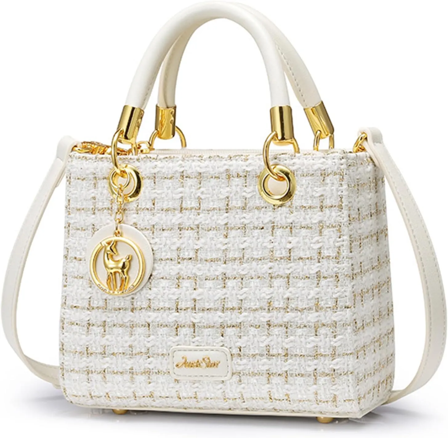 Purses and Handbag for Womens Fashion PU Leather Top Handle Woolen Chain Satchel Shoulder Bag Totes Tweed Crossbody Bags