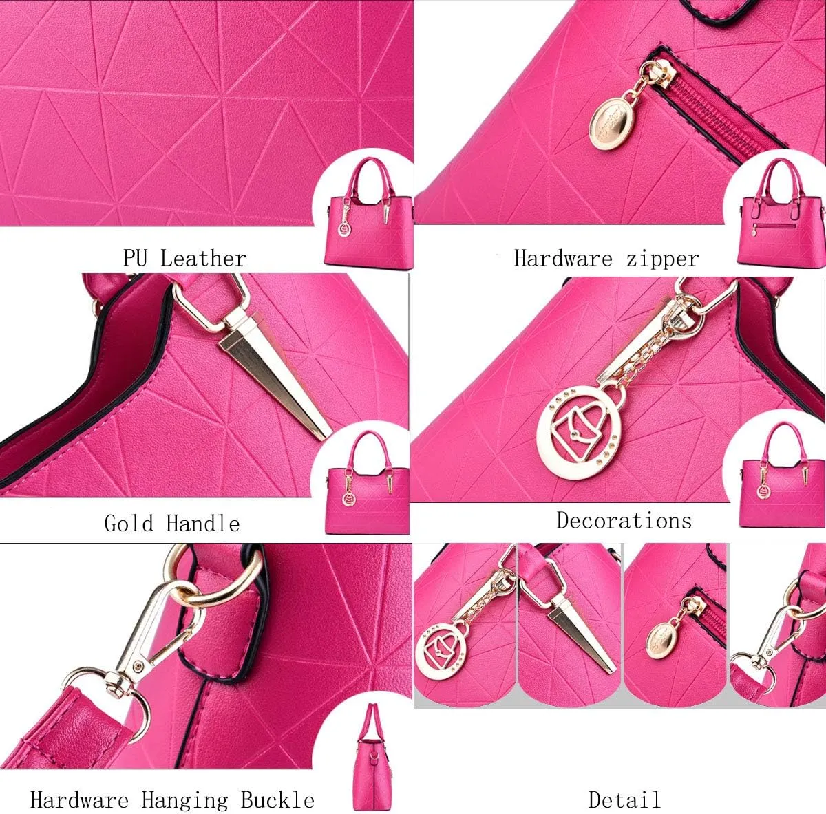 Purses and Handbags for Women Fashion Ladies PU Leather Top Handle Satchel Shoulder Tote Bags