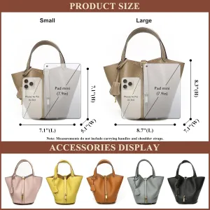 Purses and Handbags for Women Genuine Leather Small Bucket Bag Satchel Ladies Stylish Lock Design Soft Shoulder Bags