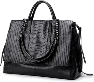 Purses and Handbags for Women Leather Large Crossbody Bags Multiple Pockets Tote Shoulder Bag Work Satchel Black