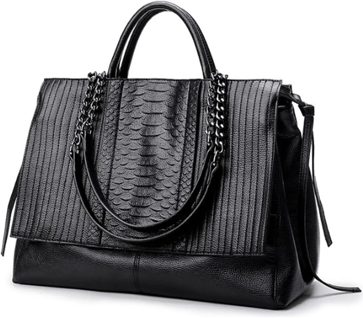 Purses and Handbags for Women Leather Large Crossbody Bags Multiple Pockets Tote Shoulder Bag Work Satchel Black
