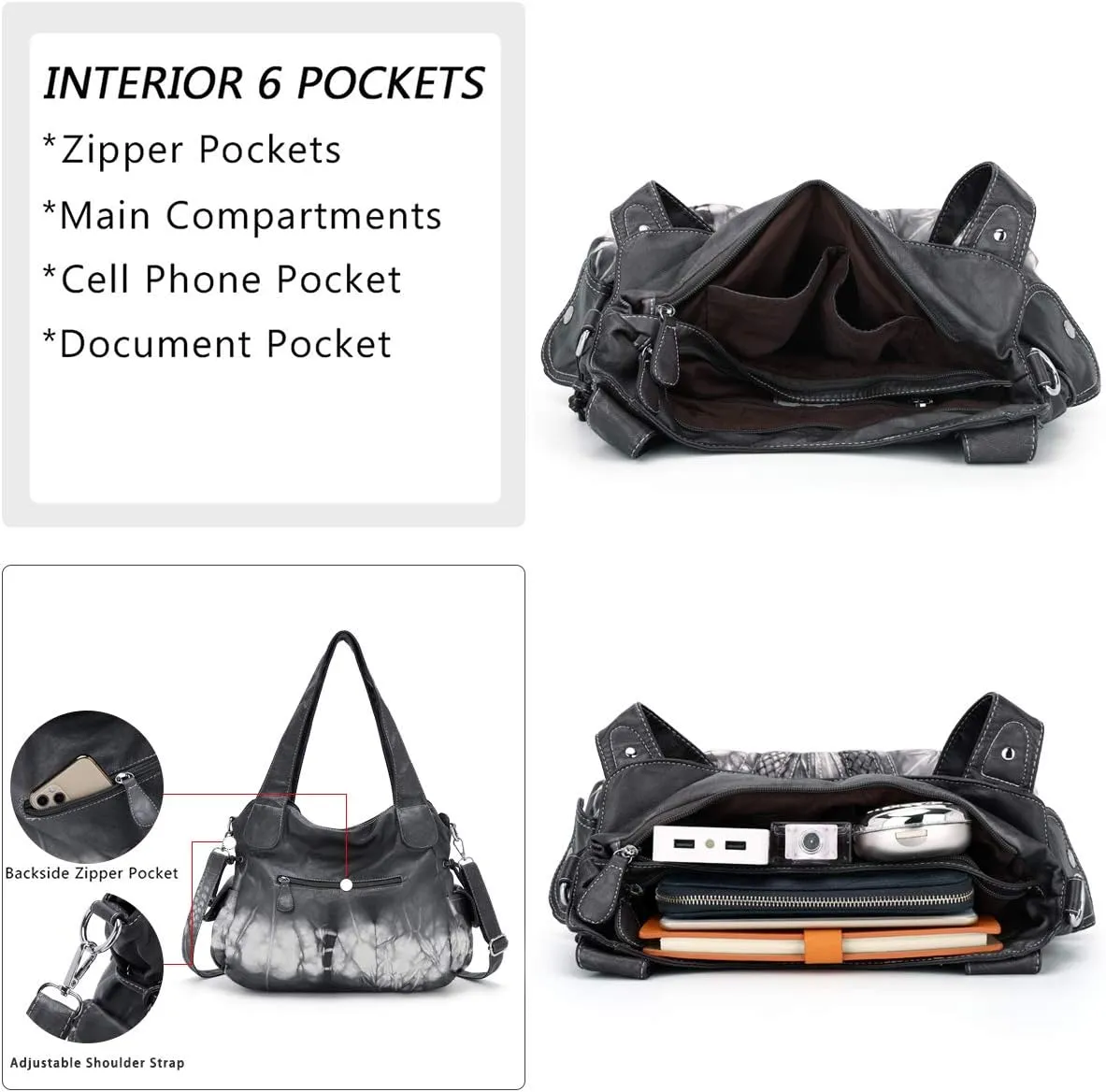 Purses and Handbags Women Fashion Tote Bag Shoulder Bags Top Handle Satchel Purses Washed Synthetic Leather Handbag
