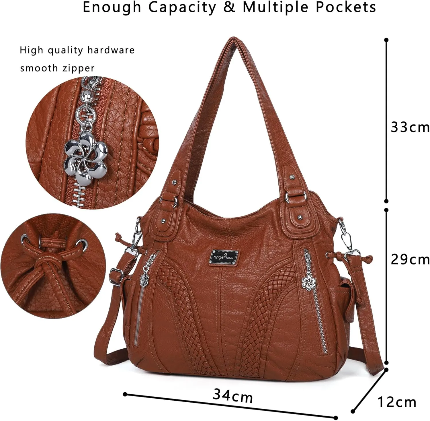 Purses and Handbags Women Fashion Tote Bag Shoulder Bags Top Handle Satchel Purses Washed Synthetic Leather Handbag