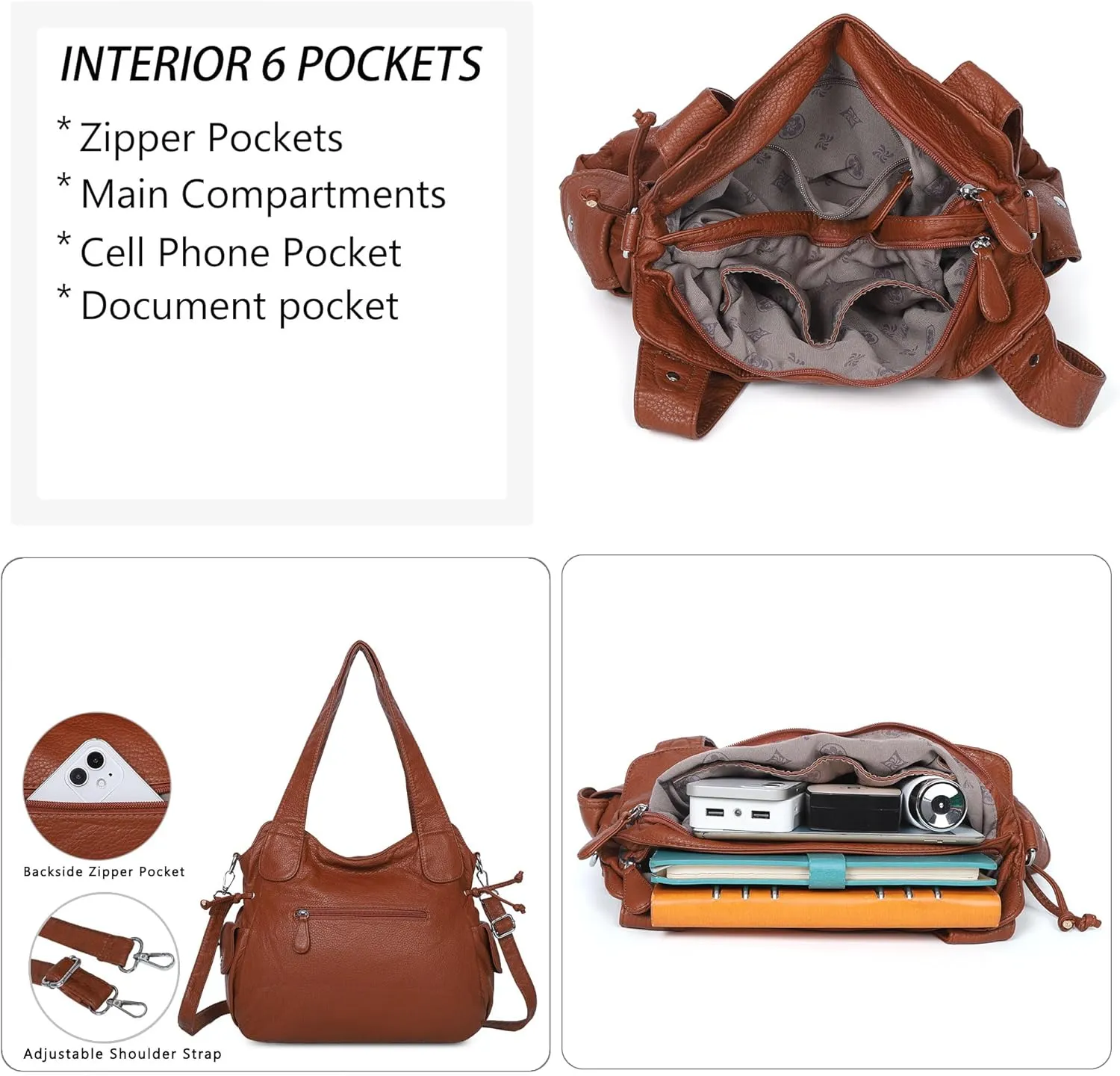 Purses and Handbags Women Fashion Tote Bag Shoulder Bags Top Handle Satchel Purses Washed Synthetic Leather Handbag