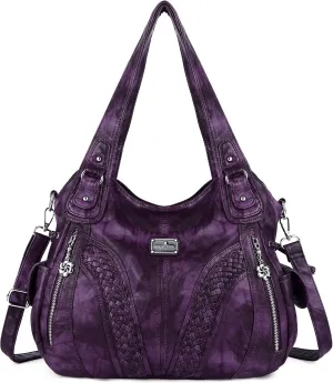 Purses and Handbags Women Fashion Tote Bag Shoulder Bags Top Handle Satchel Purses Washed Synthetic Leather Handbag