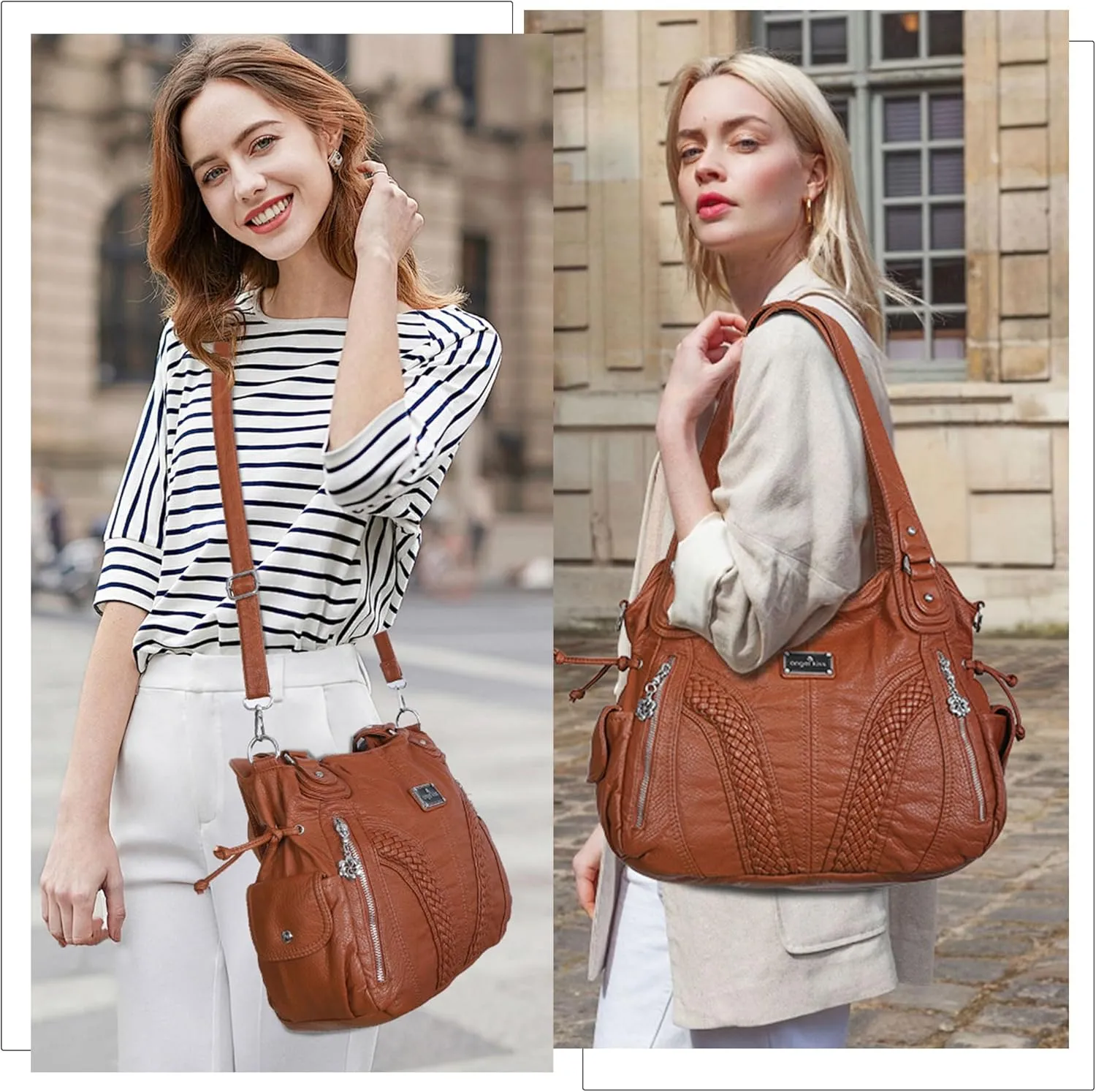 Purses and Handbags Women Fashion Tote Bag Shoulder Bags Top Handle Satchel Purses Washed Synthetic Leather Handbag