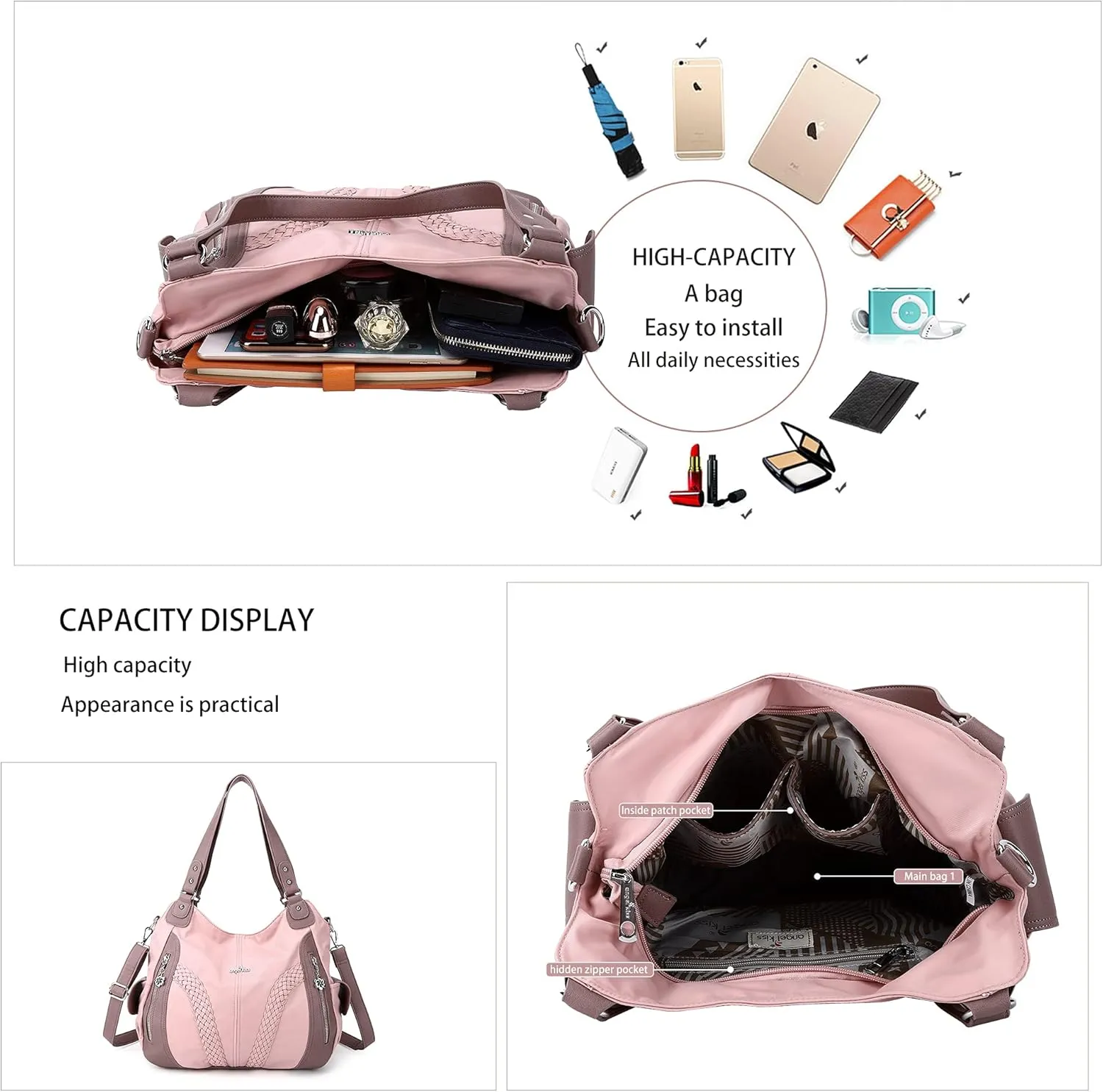 Purses and Handbags Women Fashion Tote Bag Shoulder Bags Top Handle Satchel Purses Washed Synthetic Leather Handbag