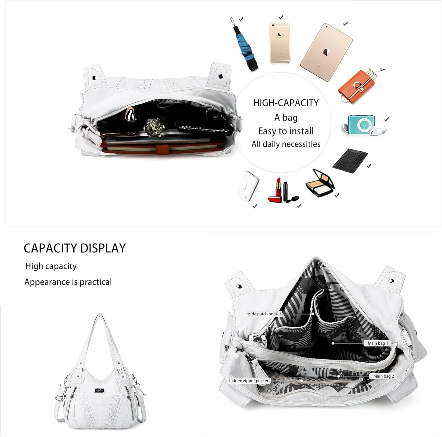 Purses and Handbags Women Fashion Tote Bag Shoulder Bags Top Handle Satchel Purses Washed Synthetic Leather Handbag
