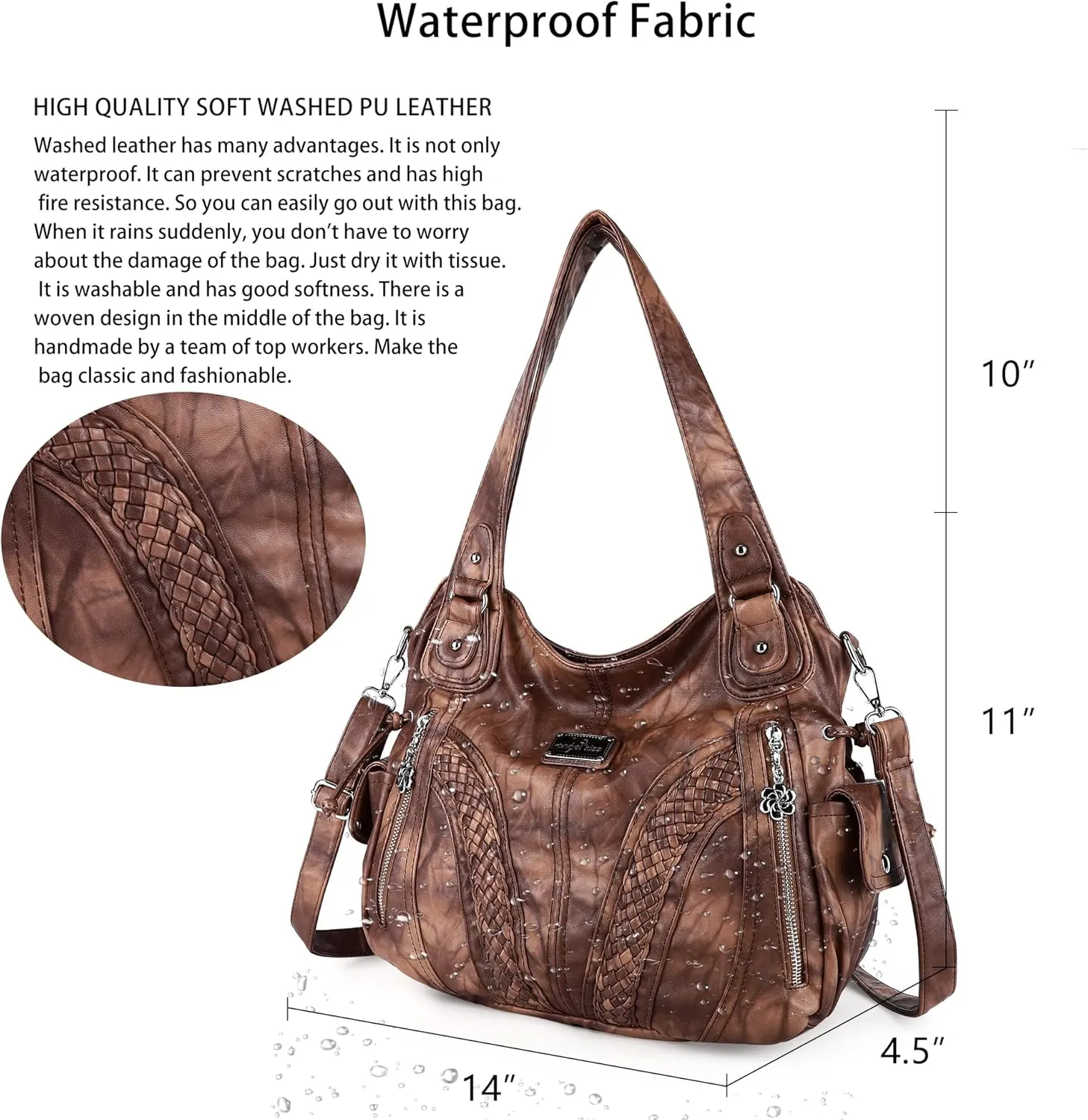 Purses and Handbags Women Fashion Tote Bag Shoulder Bags Top Handle Satchel Purses Washed Synthetic Leather Handbag