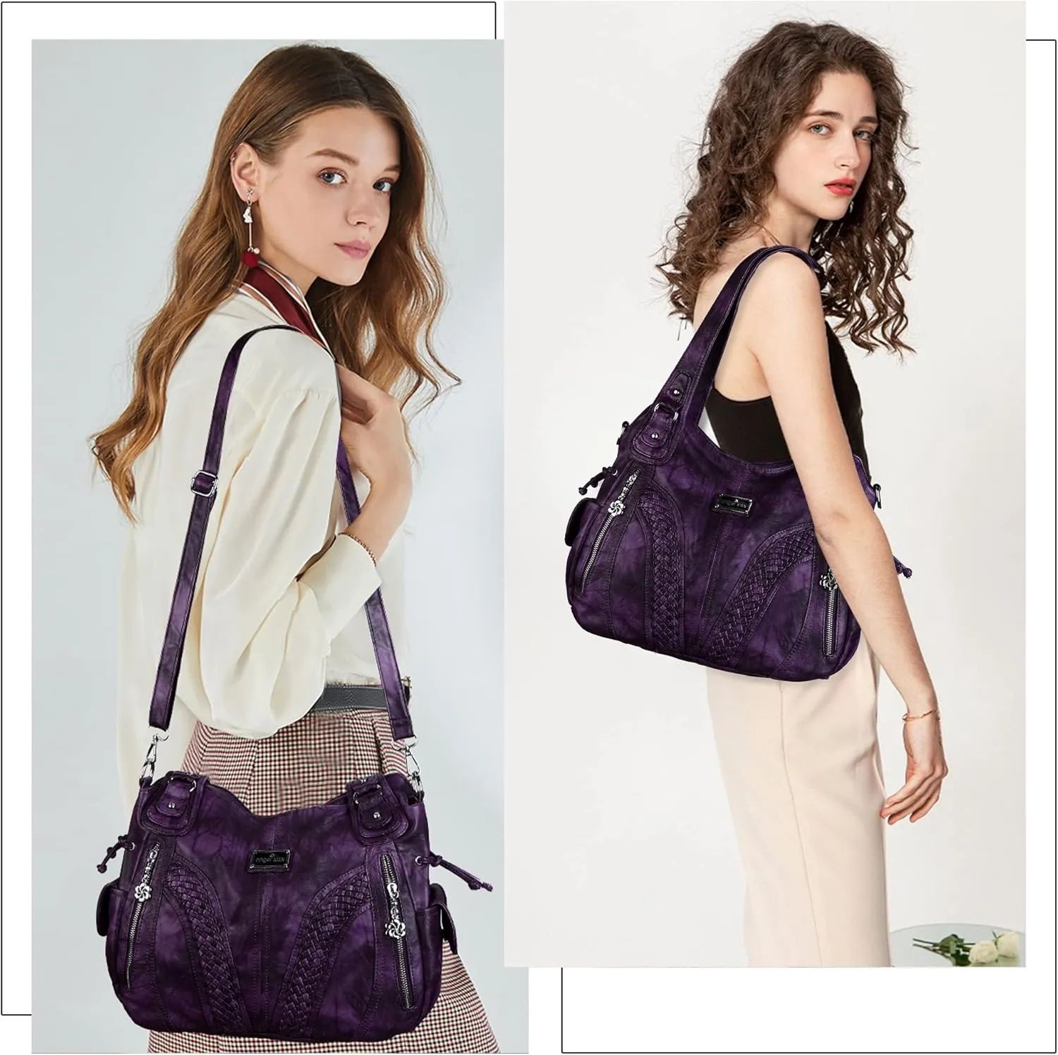 Purses and Handbags Women Fashion Tote Bag Shoulder Bags Top Handle Satchel Purses Washed Synthetic Leather Handbag