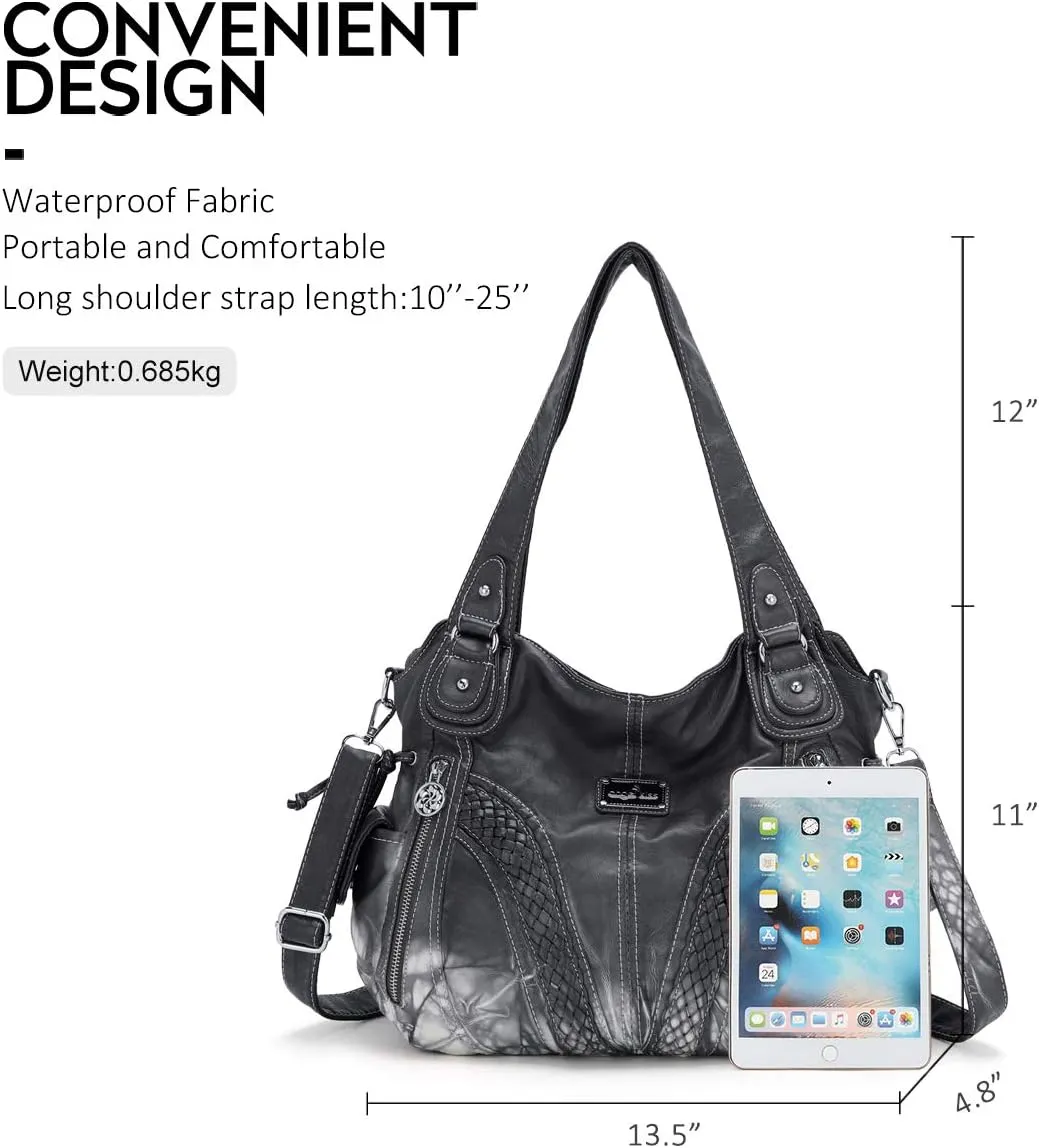 Purses and Handbags Women Fashion Tote Bag Shoulder Bags Top Handle Satchel Purses Washed Synthetic Leather Handbag