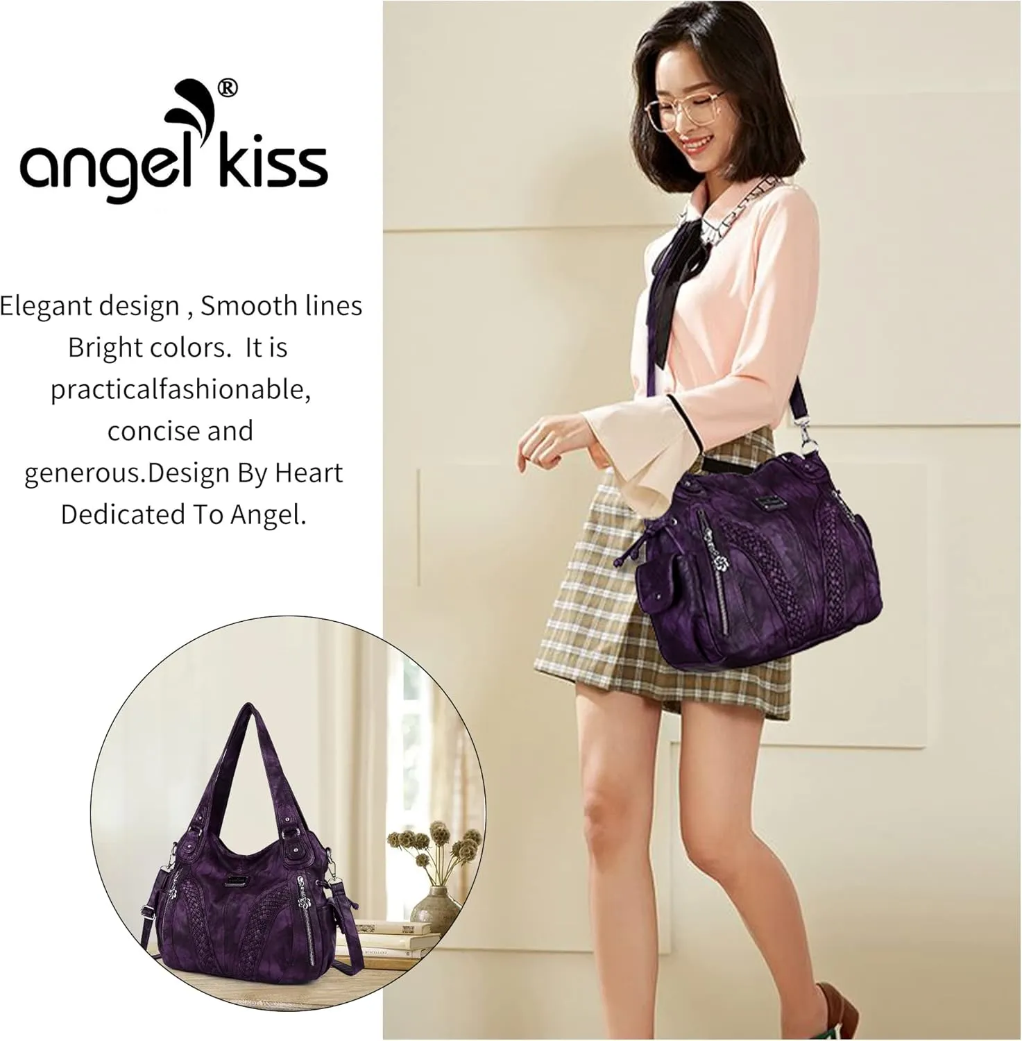Purses and Handbags Women Fashion Tote Bag Shoulder Bags Top Handle Satchel Purses Washed Synthetic Leather Handbag