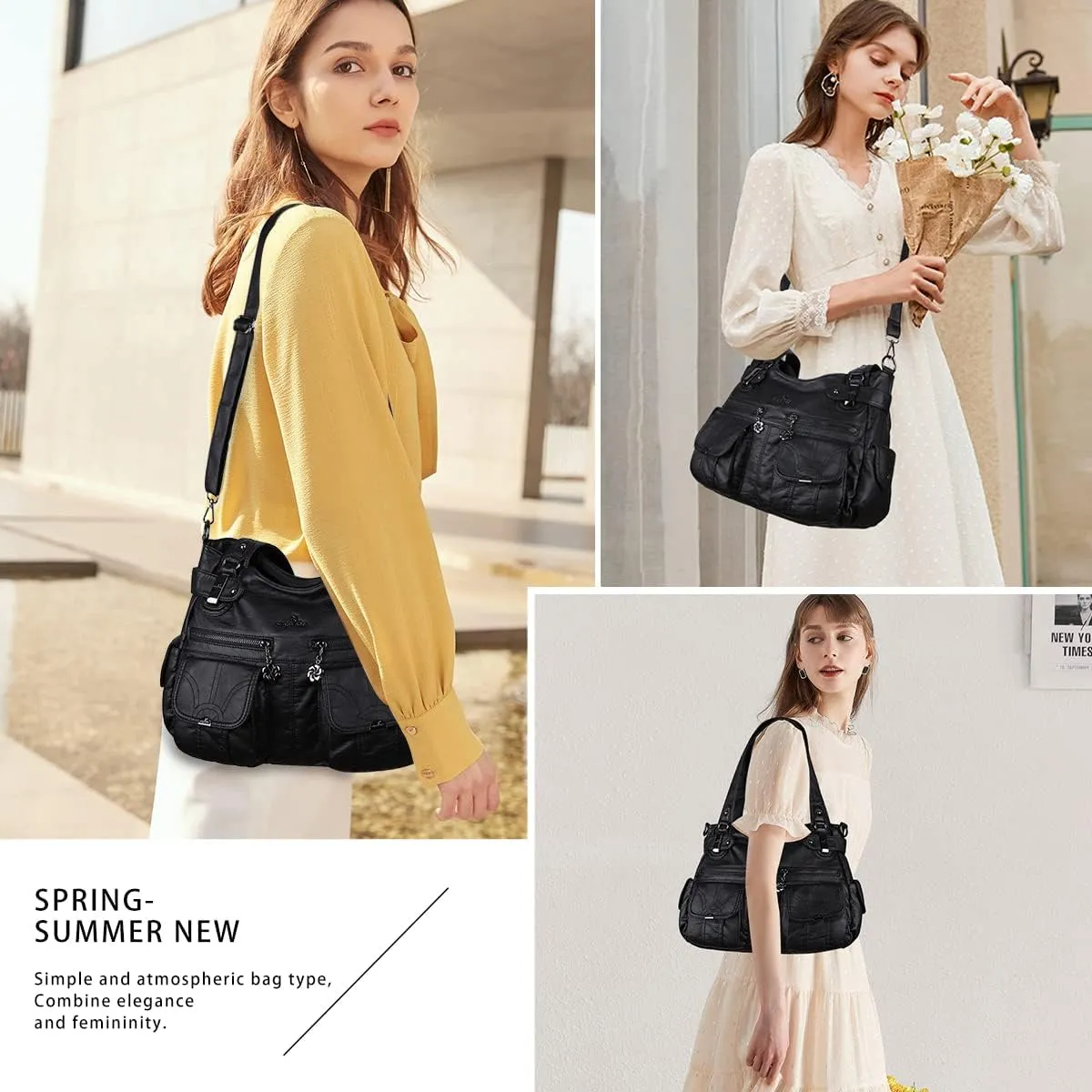 Purses and Handbags Women Tote Shoulder Top Handle Satchel Hobo Bags Fashion Washed Leather Purse
