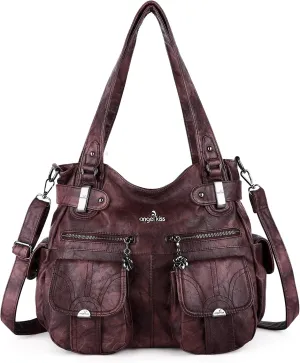 Purses and Handbags Women Tote Shoulder Top Handle Satchel Hobo Bags Fashion Washed Leather Purse