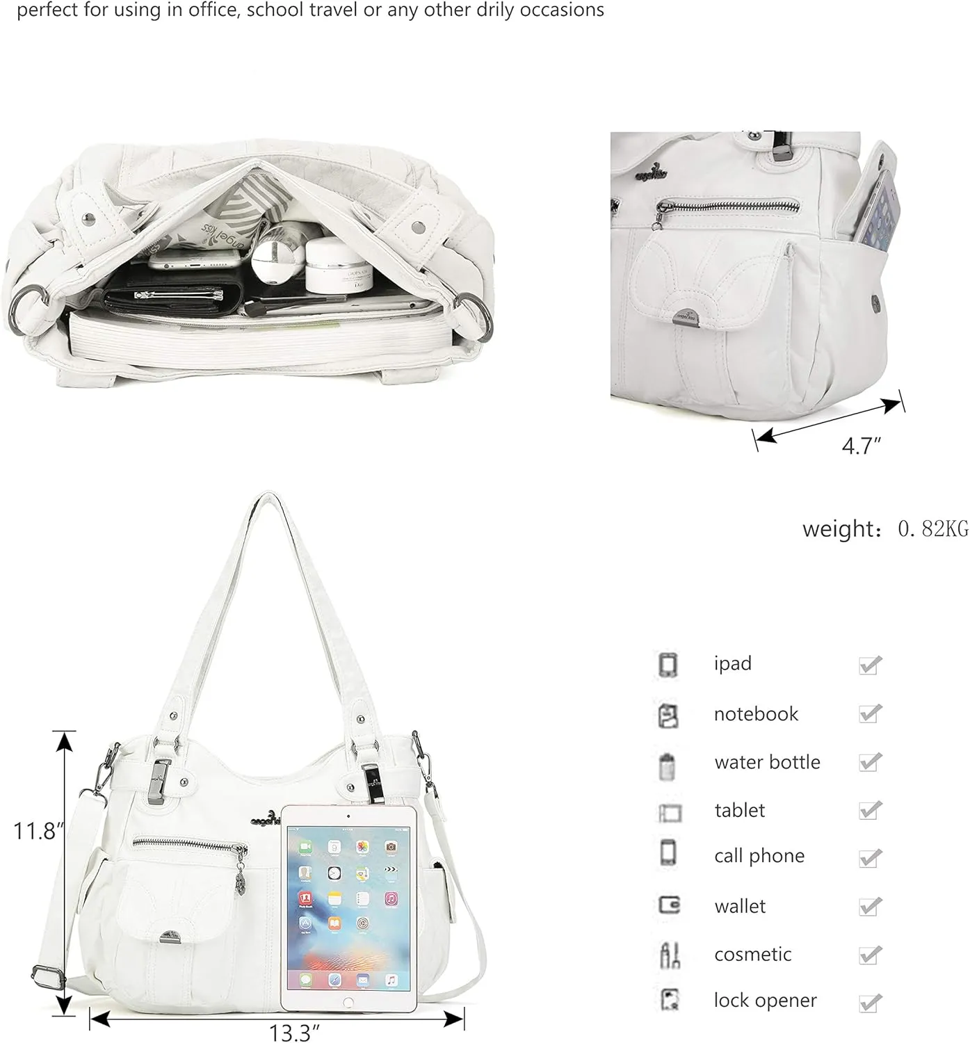 Purses and Handbags Women Tote Shoulder Top Handle Satchel Hobo Bags Fashion Washed Leather Purse