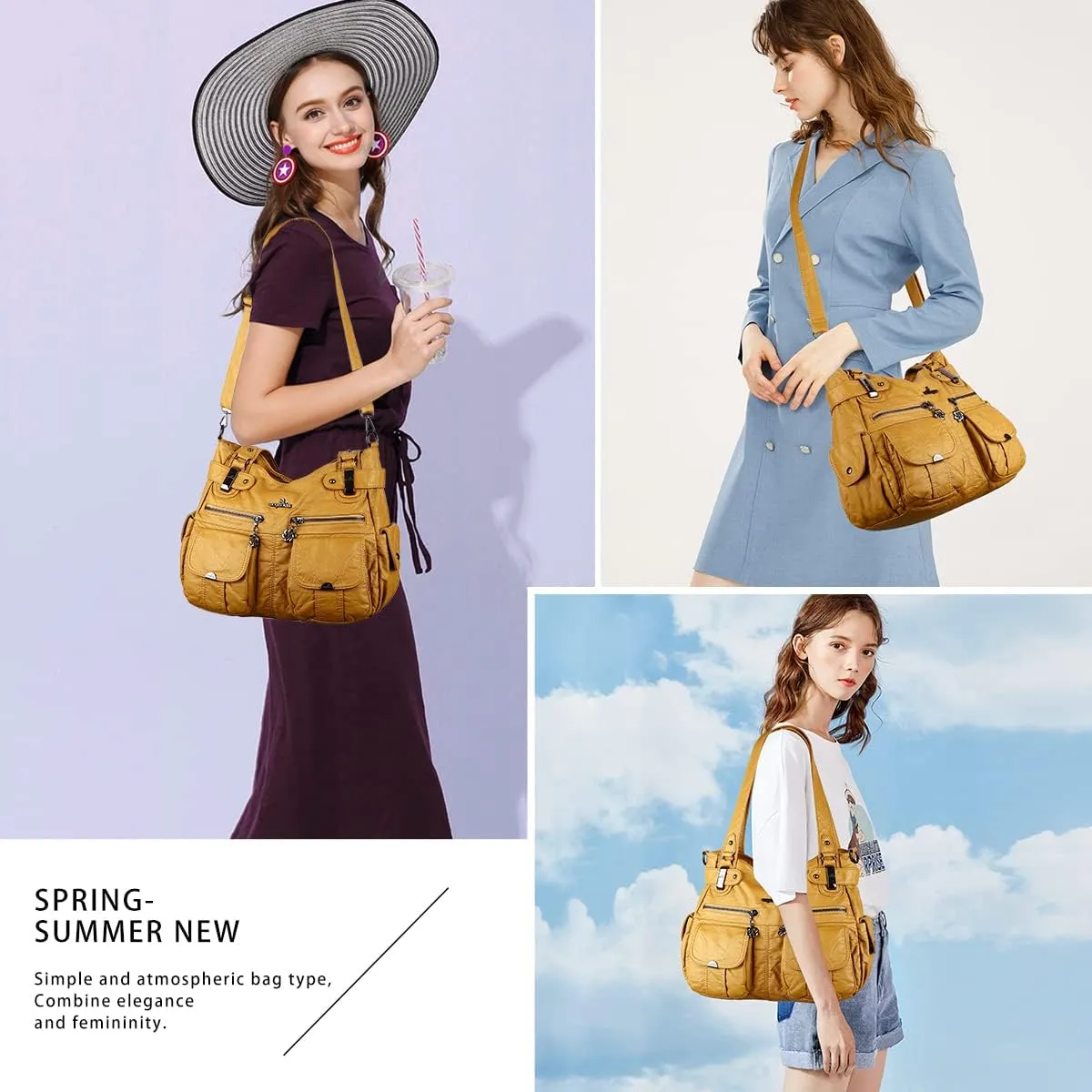 Purses and Handbags Women Tote Shoulder Top Handle Satchel Hobo Bags Fashion Washed Leather Purse