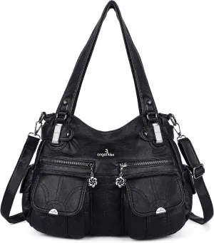 Purses and Handbags Women Tote Shoulder Top Handle Satchel Hobo Bags Fashion Washed Leather Purse