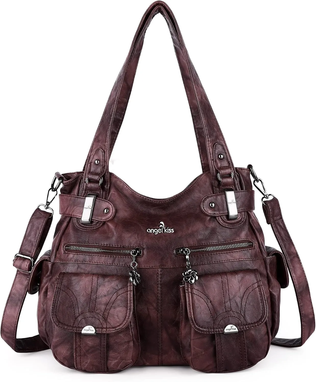 Purses and Handbags Women Tote Shoulder Top Handle Satchel Hobo Bags Fashion Washed Leather Purse