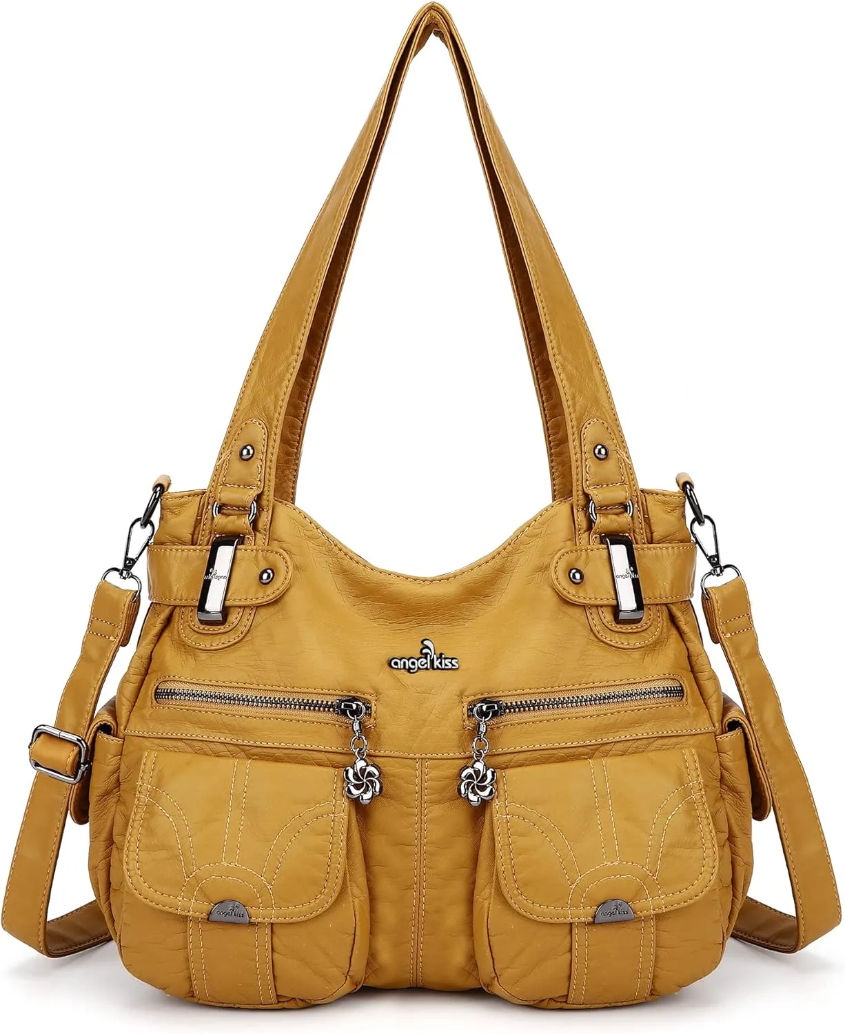 Purses and Handbags Women Tote Shoulder Top Handle Satchel Hobo Bags Fashion Washed Leather Purse