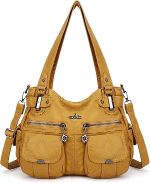 Purses and Handbags Women Tote Shoulder Top Handle Satchel Hobo Bags Fashion Washed Leather Purse