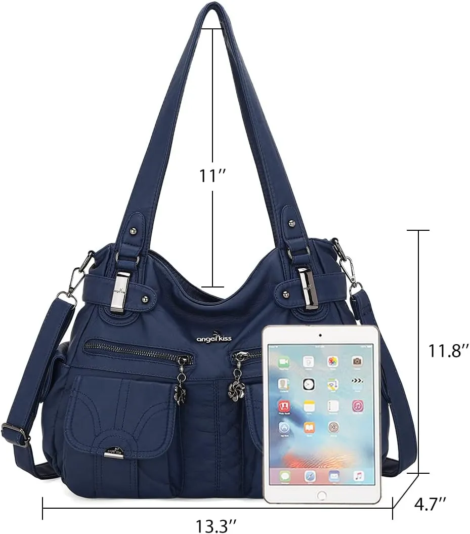 Purses and Handbags Women Tote Shoulder Top Handle Satchel Hobo Bags Fashion Washed Leather Purse